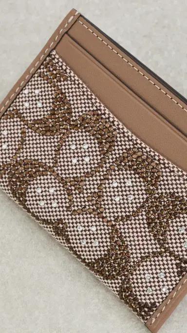 Coach Crystal Signature Jacquard Essential Card Case | Thumbnail 4 Coach Crystal Signature Jacquard Essential Card Case | Thumbnail 4