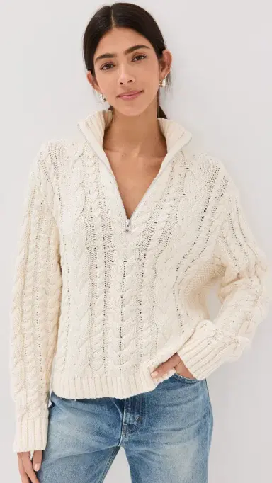 Jenni Kayne Cotton Cable Half Zip | Thumbnail 2 Jenni Kayne Cotton Cable Half Zip | Thumbnail 2
