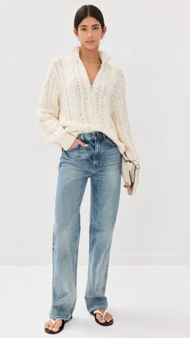 Jenni Kayne Cotton Cable Half Zip | Thumbnail 5 Jenni Kayne Cotton Cable Half Zip | Thumbnail 5