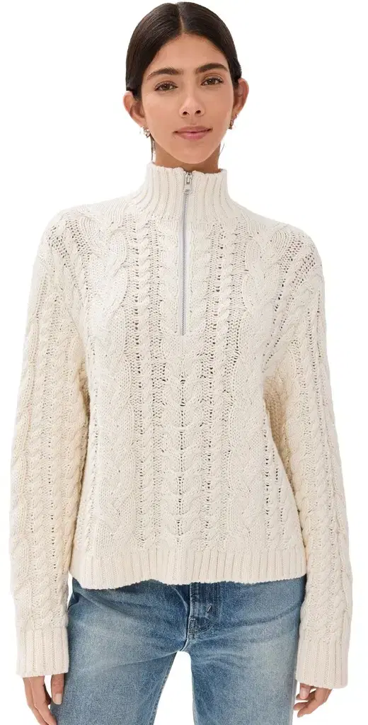 Jenni Kayne Cotton Cable Half Zip