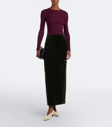 Jil Sander Cotton velvet maxi skirt | Thumbnail 4
