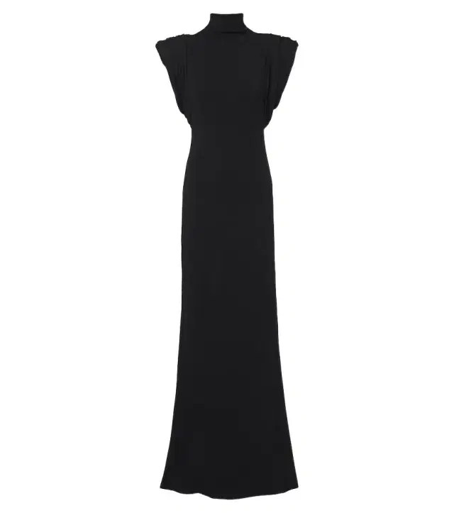 Mugler Draped wool-blend jersey gown