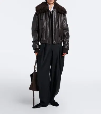 Lemaire Shearling-trimmed leather blouson jacket | Thumbnail 2 Lemaire Shearling-trimmed leather blouson jacket | Thumbnail 2