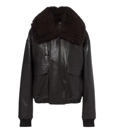 Lemaire Shearling-trimmed leather blouson jacket | Thumbnail 1 Lemaire Shearling-trimmed leather blouson jacket | Thumbnail 1