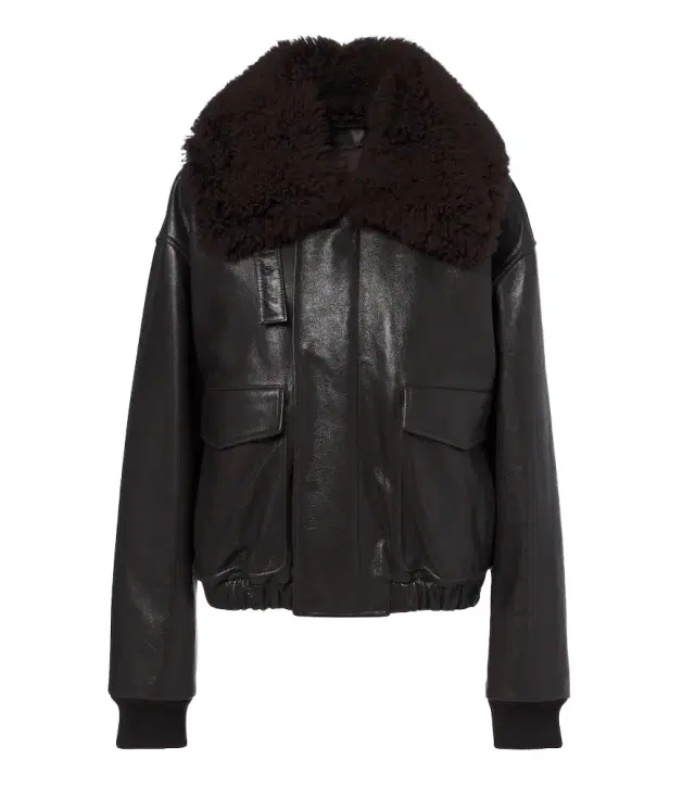 Lemaire Shearling-trimmed leather blouson jacket