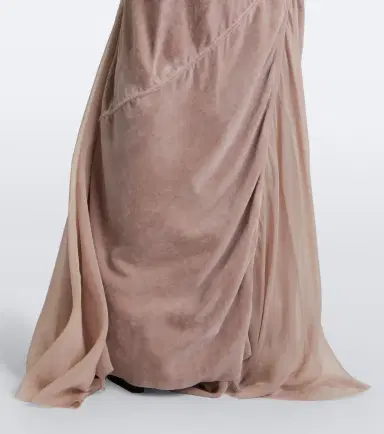Rick Owens Combo tulle-trimmed jersey and velvet gown | Thumbnail 3 Rick Owens Combo tulle-trimmed jersey and velvet gown | Thumbnail 3