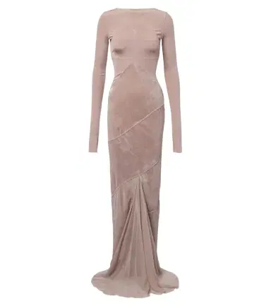 Rick Owens Combo tulle-trimmed jersey and velvet gown | Thumbnail 1 Rick Owens Combo tulle-trimmed jersey and velvet gown | Thumbnail 1