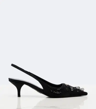 Prada Embellished satin slingback pumps | Thumbnail 2 Prada Embellished satin slingback pumps | Thumbnail 2