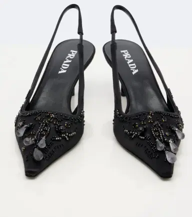 Prada Embellished satin slingback pumps | Thumbnail 3 Prada Embellished satin slingback pumps | Thumbnail 3