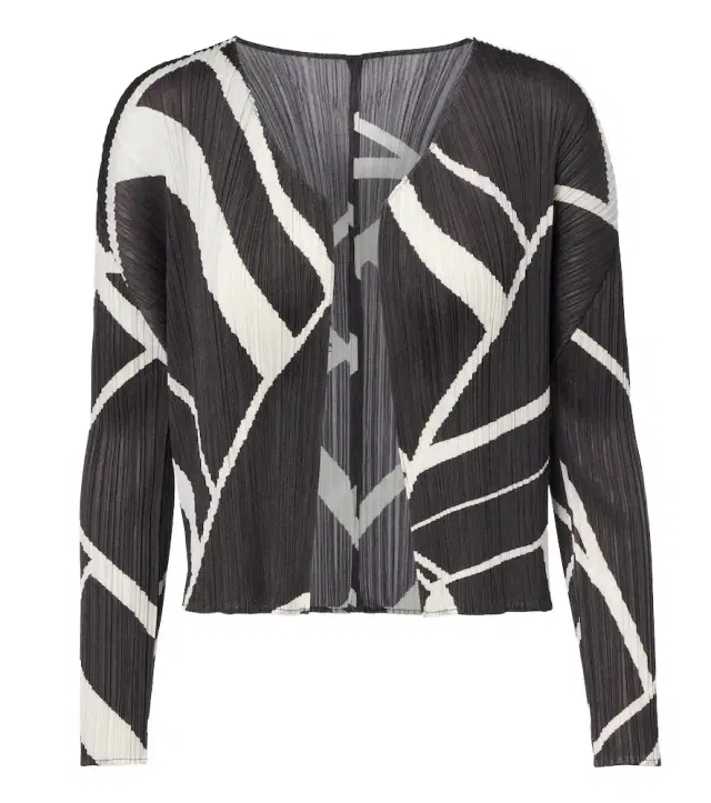 Pleats Please Issey Miyake Fold Line pleated printed cardigan