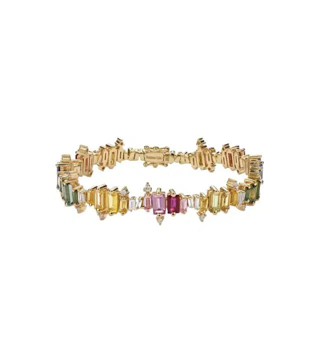 Suzanne Kalan Bold Burst 18kt gold tennis bracelet with sapphires and diamonds
