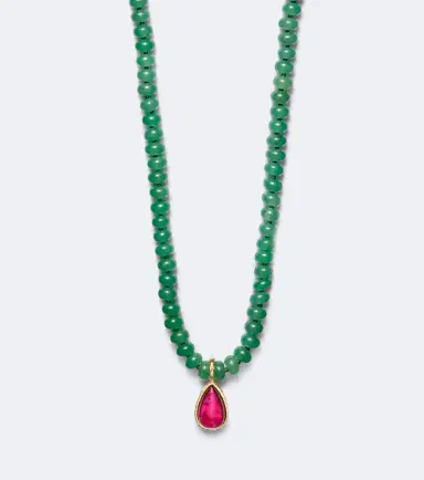 Octavia Elizabeth 18kt gold beaded necklace with aventurines and tourmaline | Thumbnail 2