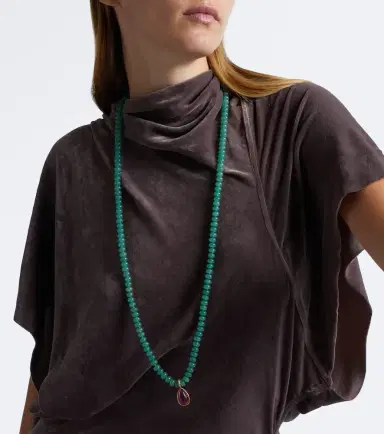 Octavia Elizabeth 18kt gold beaded necklace with aventurines and tourmaline | Thumbnail 4