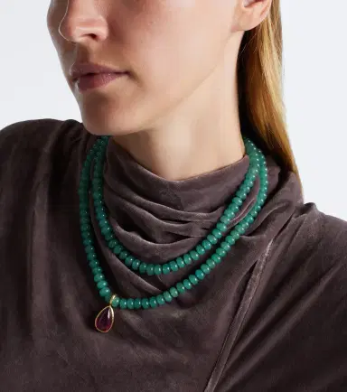 Octavia Elizabeth 18kt gold beaded necklace with aventurines and tourmaline | Thumbnail 5