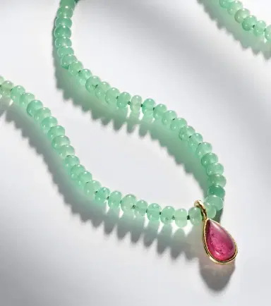 Octavia Elizabeth 18kt gold beaded necklace with aventurines and tourmaline | Thumbnail 6
