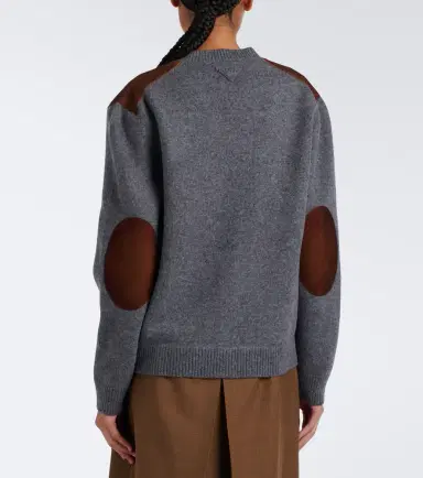 Prada Suede-trimmed virgin wool cardigan | Thumbnail 4 Prada Suede-trimmed virgin wool cardigan | Thumbnail 4