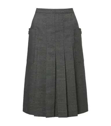 Prada Pleated virgin wool midi skirt | Thumbnail 1