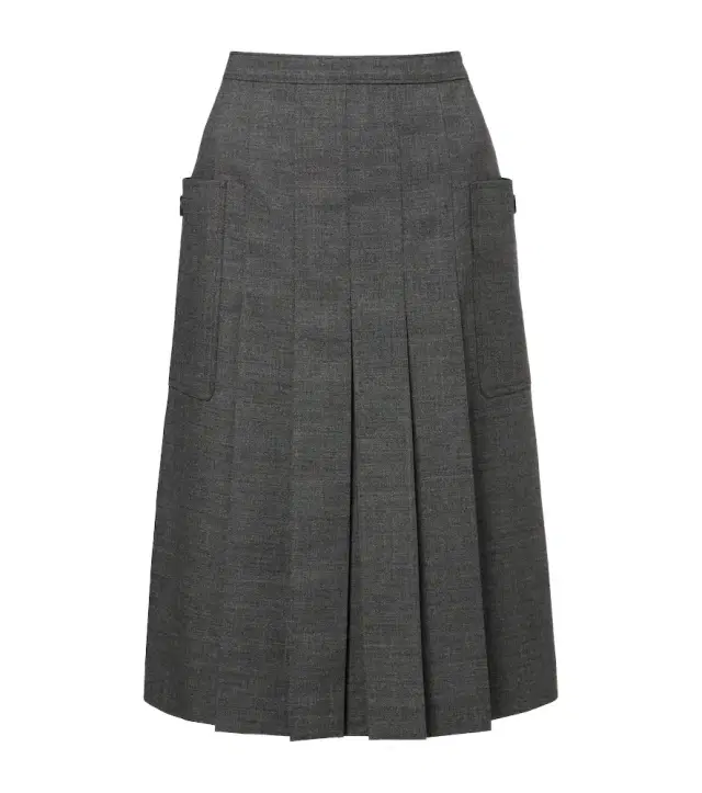 Prada Pleated virgin wool midi skirt