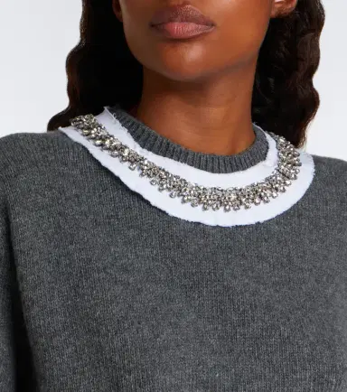 Prada Embellished wool and cashmere sweater | Thumbnail 2