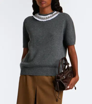 Prada Embellished wool and cashmere sweater | Thumbnail 5