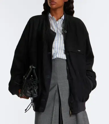 Prada Oversized suede bomber jacket | Thumbnail 2 Prada Oversized suede bomber jacket | Thumbnail 2