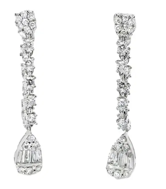 Wish Fine Jewelry 1.00ct Diamond 14K Dangle Drop Gold Earrings