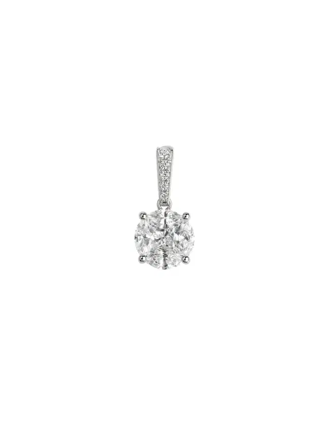 Wish Fine Jewelry 1.420ct Diamond 18K Gold Dangle Pendant
