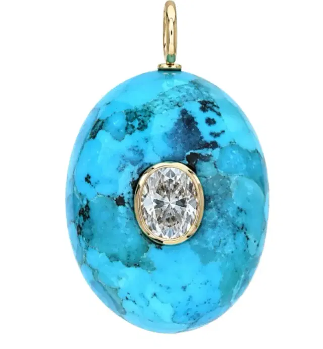 Wish Fine Jewelry 16.149ct Turquoise Diamond 18K Gold Pendant