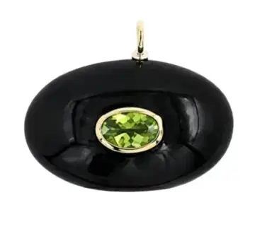 Wish Fine Jewelry 17.486ct Black Onyx Green Tourmaline 18K Gold Pendant | Thumbnail 1 Wish Fine Jewelry 17.486ct Black Onyx Green Tourmaline 18K Gold Pendant | Thumbnail 1