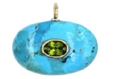 Wish Fine Jewelry 17.81ct Turquoise Green Tourmaline 18K Gold Pendant | Thumbnail 1 Wish Fine Jewelry 17.81ct Turquoise Green Tourmaline 18K Gold Pendant | Thumbnail 1