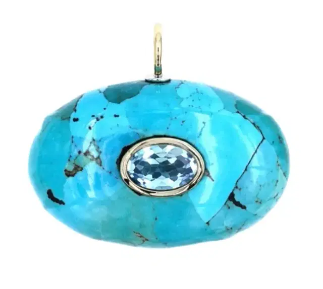 Wish Fine Jewelry 18.125ct Turquoise Blue Topaz 18K Gold Pendant
