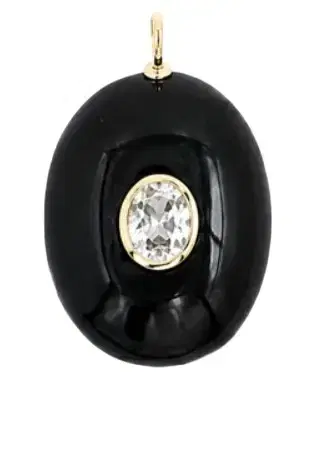 Wish Fine Jewelry 19.087ct Black Onyx Diamond 18K Gold Pendant
