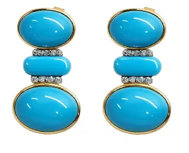 Wish Fine Jewelry 19.26ct Turquoise Diamond 18K Gold Drop Earrings | Thumbnail 1 Wish Fine Jewelry 19.26ct Turquoise Diamond 18K Gold Drop Earrings | Thumbnail 1