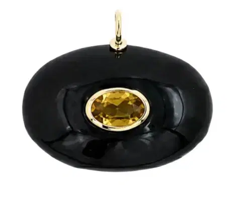 Wish Fine Jewelry 19.291ct Black Onyx Citrine 18K Gold Pendant