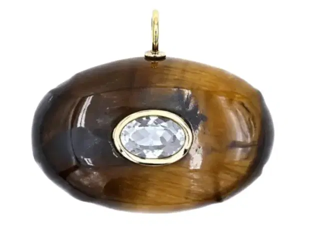 Wish Fine Jewelry 20.364ct Tiger Eye Diamond 18K Gold Medal Pendant