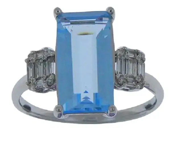 Wish Fine Jewelry 3.55ct Diamond Topaz 18K Gold Cut Solitaire Ring
