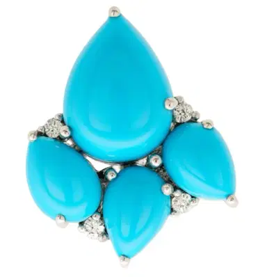 Wish Fine Jewelry 8.91ct Diamond Turquoise 14K Gold Pear Ring | Thumbnail 1 Wish Fine Jewelry 8.91ct Diamond Turquoise 14K Gold Pear Ring | Thumbnail 1