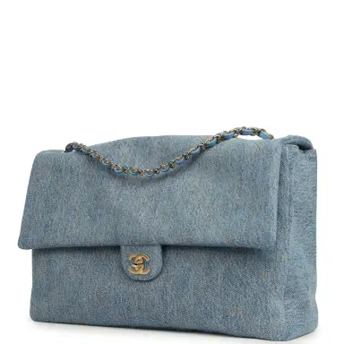 Chanel Chanel Maxi "Souplissimo" Large Flap Bag Blue Denim Gold Hardware | Thumbnail 5 Chanel Chanel Maxi "Souplissimo" Large Flap Bag Blue Denim Gold Hardware | Thumbnail 5