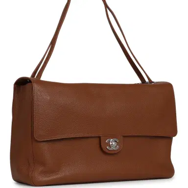 Chanel Chanel Maxi "Souplissimo" Large Flap Bag Camel Grained Calfskin Silver Hardware | Thumbnail 2 Chanel Chanel Maxi "Souplissimo" Large Flap Bag Camel Grained Calfskin Silver Hardware | Thumbnail 2