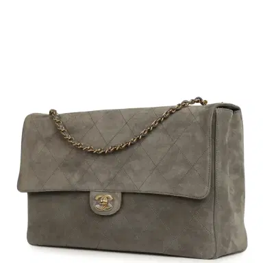 Chanel Chanel Maxi "Souplissimo" Large Flap Bag Dark Grey Suede Gold Hardware | Thumbnail 5 Chanel Chanel Maxi "Souplissimo" Large Flap Bag Dark Grey Suede Gold Hardware | Thumbnail 5