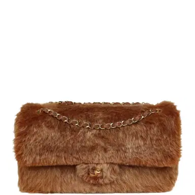 Chanel Chanel Maxi "Souplissimo" Small Flap Bag Brown Shearling Lambskin Gold Hardware | Thumbnail 1 Chanel Chanel Maxi "Souplissimo" Small Flap Bag Brown Shearling Lambskin Gold Hardware | Thumbnail 1