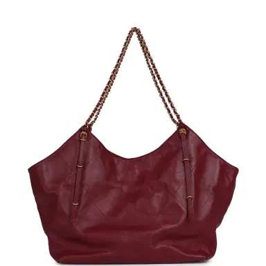 Chanel Chanel Maxi Coco Shopping Bag Burgundy Shiny Calfskin Antique Gold Hardware | Thumbnail 4 Chanel Chanel Maxi Coco Shopping Bag Burgundy Shiny Calfskin Antique Gold Hardware | Thumbnail 4