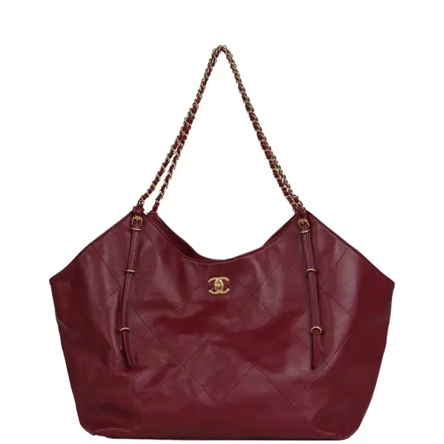 Chanel Chanel Maxi Coco Shopping Bag Burgundy Shiny Calfskin Antique Gold Hardware