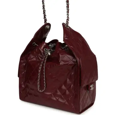 Chanel Chanel Medium 25 Hobo Bag Dark Burgundy Shiny Crumpled Calfskin Silver Hardware | Thumbnail 5 Chanel Chanel Medium 25 Hobo Bag Dark Burgundy Shiny Crumpled Calfskin Silver Hardware | Thumbnail 5
