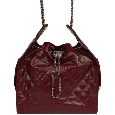 Chanel Chanel Medium 25 Hobo Bag Dark Burgundy Shiny Crumpled Calfskin Silver Hardware | Thumbnail 1 Chanel Chanel Medium 25 Hobo Bag Dark Burgundy Shiny Crumpled Calfskin Silver Hardware | Thumbnail 1