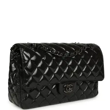 Chanel Chanel Medium Classic Double Flap Bag So Black Shiny Aged Calfskin Black Hardware | Thumbnail 2 Chanel Chanel Medium Classic Double Flap Bag So Black Shiny Aged Calfskin Black Hardware | Thumbnail 2