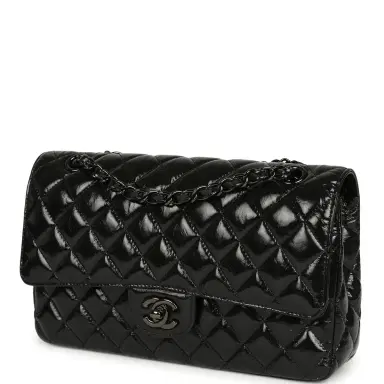 Chanel Chanel Medium Classic Double Flap Bag So Black Shiny Aged Calfskin Black Hardware | Thumbnail 5 Chanel Chanel Medium Classic Double Flap Bag So Black Shiny Aged Calfskin Black Hardware | Thumbnail 5