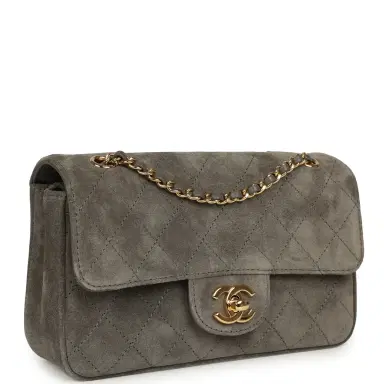 Chanel Chanel Mini "Souplissimo" Flap Bag Dark Grey Suede Gold Hardware | Thumbnail 2 Chanel Chanel Mini "Souplissimo" Flap Bag Dark Grey Suede Gold Hardware | Thumbnail 2