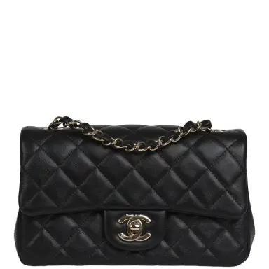 Chanel Chanel Mini Classic Rectangular Flap Bag Black Lambskin Light Gold Hardware | Thumbnail 1 Chanel Chanel Mini Classic Rectangular Flap Bag Black Lambskin Light Gold Hardware | Thumbnail 1