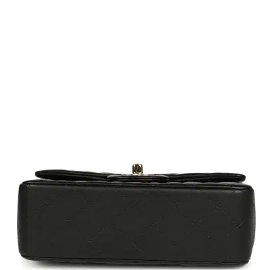 Chanel Chanel Mini Classic Rectangular Top Handle Flap Bag Black Lambskin Light Gold Hardware | Thumbnail 6